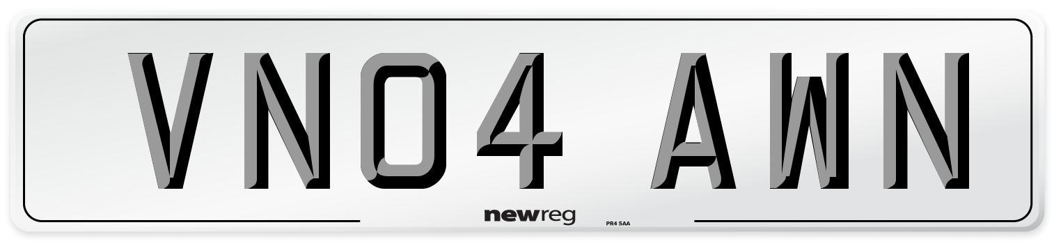 VN04 AWN Number Plate from New Reg